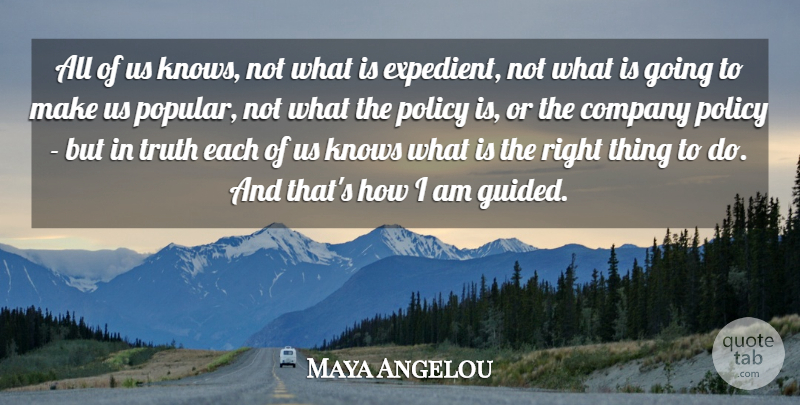 Maya Angelou Quote About Things To Do, Policy, Company: All Of Us Knows Not...