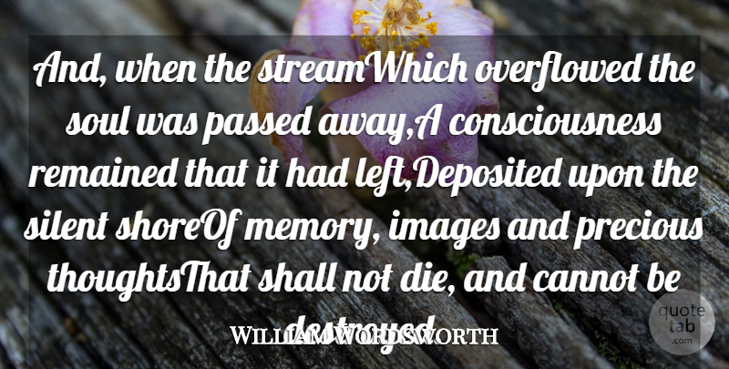 William Wordsworth Quote About Cannot, Consciousness, Images, Passed, Precious: And When The Streamwhich Overflowed...