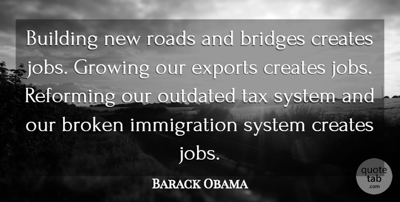 Barack Obama Quote About Building, Creates, Exports, Growing, Outdated: Building New Roads And Bridges...