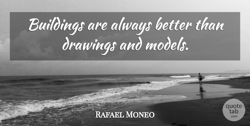 Rafael Moneo Quote About Drawing, Building, Models: Buildings Are Always Better Than...