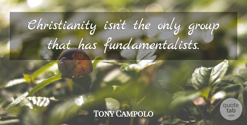 Tony Campolo Quote About Having Fun, Groups, Christianity: Christianity Isnt The Only Group...