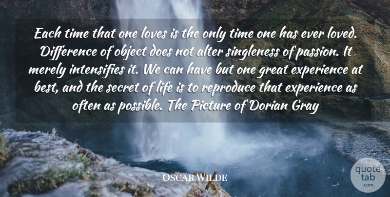Oscar Wilde Quote About Alter, Difference, Experience, Gray, Great: Each Time That One Loves...