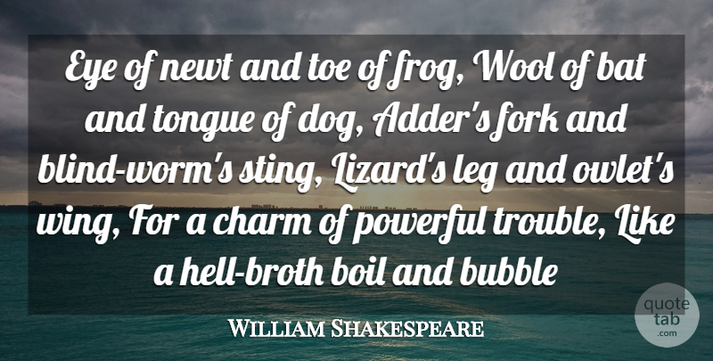 William Shakespeare Quote About Bat, Boil, Bubble, Charm, Eye: Eye Of Newt And Toe...