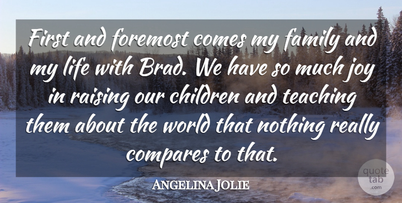 Angelina Jolie Quote About Family, Children, Teaching: First And Foremost Comes My...