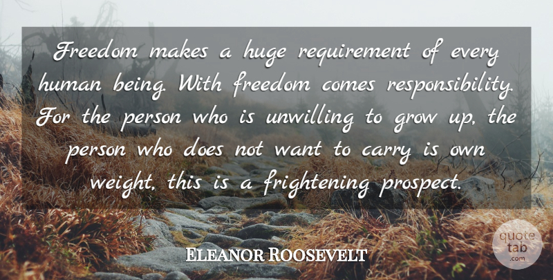 Eleanor Roosevelt Quote About Growing Up, Freedom, 4th Of July: Freedom Makes A Huge Requirement...