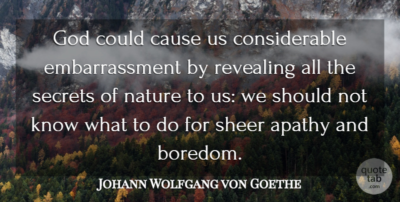 Johann Wolfgang von Goethe Quote About Science, Boredom, Secret: God Could Cause Us Considerable...