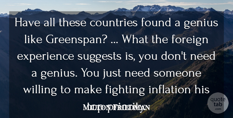 Milton Friedman Quote About Countries, Experience, Fighting, Foreign, Found: Have All These Countries Found...