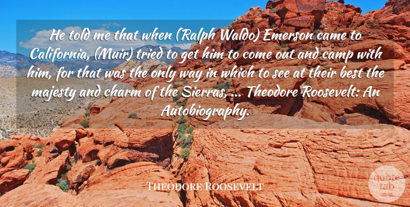 Theodore Roosevelt Quote About Best, Came, Camp, Charm, Emerson: He Told Me That When...