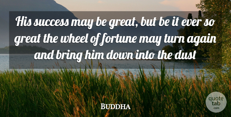 Buddha Quote About Again, Bring, Dust, Fortune, Great: His Success May Be Great...