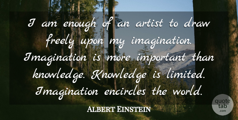 Albert Einstein Quote About Artist, Draw, Freely, German Physicist, Imagination: I Am Enough Of An...