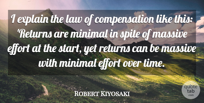 Robert Kiyosaki Quote About Law, Effort, Return: I Explain The Law Of...