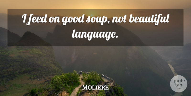Moliere Quote About Beautiful, Soup, Literature: I Feed On Good Soup...