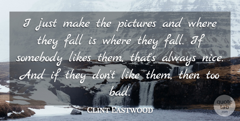 Clint Eastwood Quote About Nice, Fall, Likes: I Just Make The Pictures...