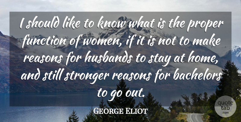 George Eliot Quote About Husband, Women, Home: I Should Like To Know...