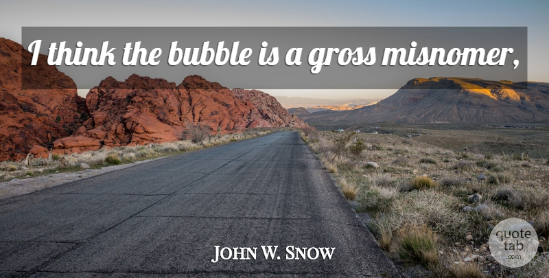 John W. Snow Quote About Bubble, Gross: I Think The Bubble Is...