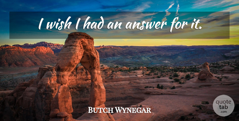 Butch Wynegar Quote About Answer, Wish: I Wish I Had An...