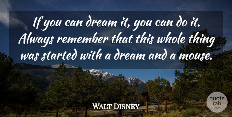 Walt Disney Quote About Inspirational, Mother, Dream: If You Can Dream It...
