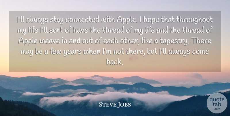 Steve Jobs Quote About Years, Best Job, Apples: Ill Always Stay Connected With...