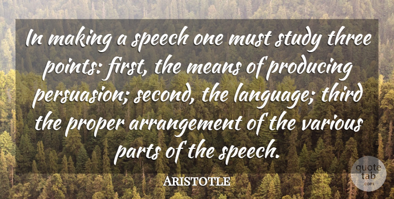 Aristotle Quote About Mean, Hypnosis, Three: In Making A Speech One...