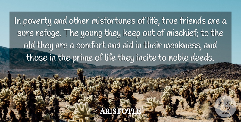 Aristotle Quote About Life, Friendship, True Friend: In Poverty And Other Misfortunes...