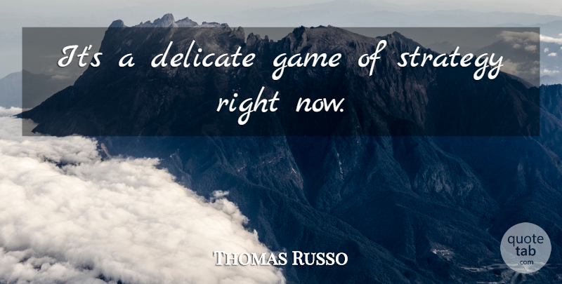 Thomas Russo Quote About Delicate, Game, Strategy: Its A Delicate Game Of...