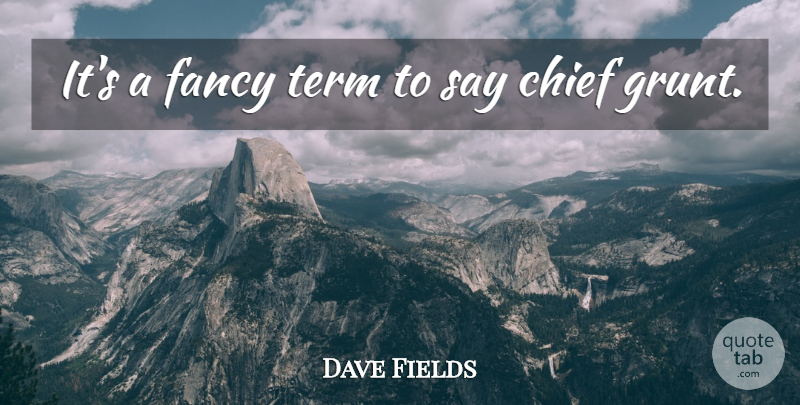 Dave Fields Quote About Chief, Fancy, Term: Its A Fancy Term To...