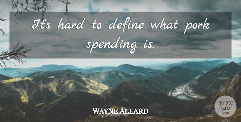 Wayne Allard Quote About Define, Hard, Pork, Spending: Its Hard To Define What...