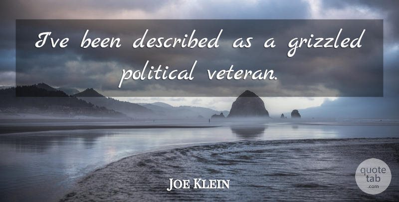 Joe Klein Quote About Political, Veteran: Ive Been Described As A...