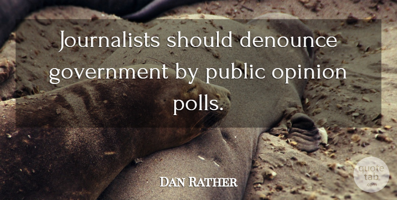 Dan Rather Quote About Funny, Government, Public Opinion: Journalists Should Denounce Government By...