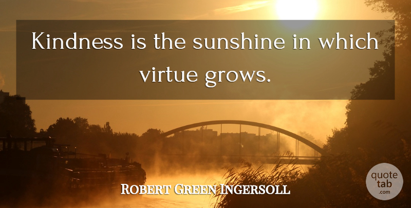 Robert Green Ingersoll Quote About Kindness, Sunshine, Virtue: Kindness Is The Sunshine In...