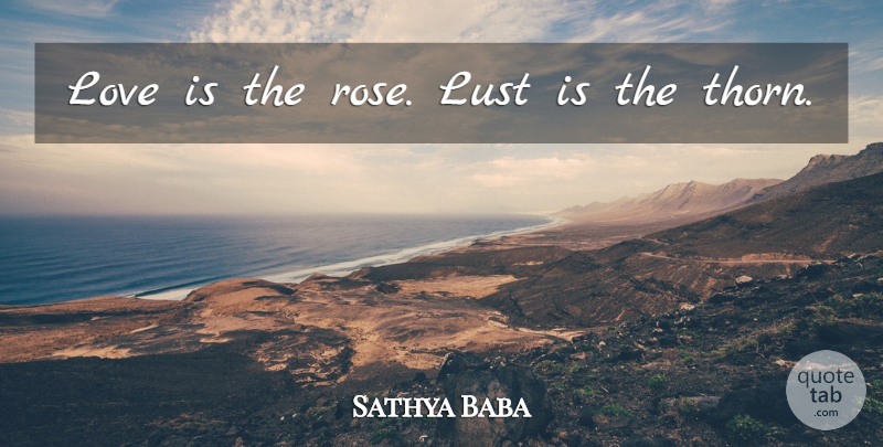 Sathya Baba Quote About Love, Lust: Love Is The Rose Lust...