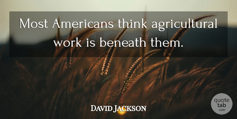 David Jackson Quote About Beneath, Work: Most Americans Think Agricultural Work...