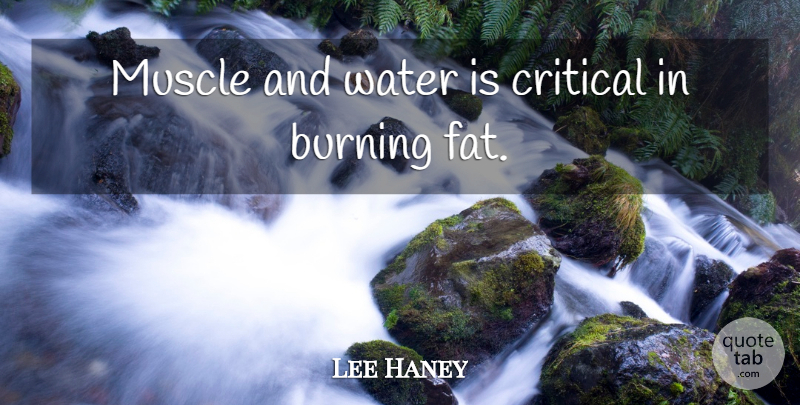 Lee Haney Quote About Water, Burning, Muscles: Muscle And Water Is Critical...