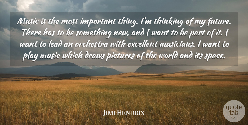 Jimi Hendrix Quote About Music, Thinking, Play: Music Is The Most Important...