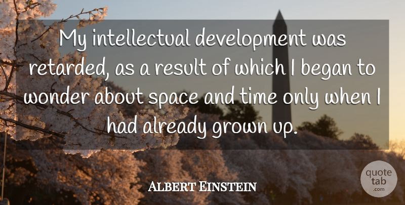 Albert Einstein Quote About Space, Intellectual, Development: My Intellectual Development Was Retarded...