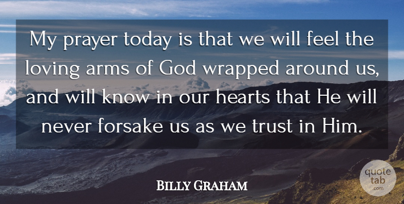 Billy Graham Quote About Prayer, Heart, Arms: My Prayer Today Is That...