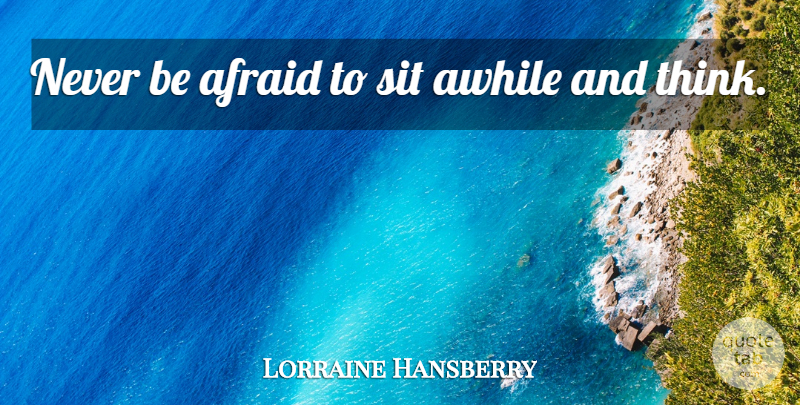 Lorraine Hansberry Quote About Afraid, Awhile, Sit: Never Be Afraid To Sit...
