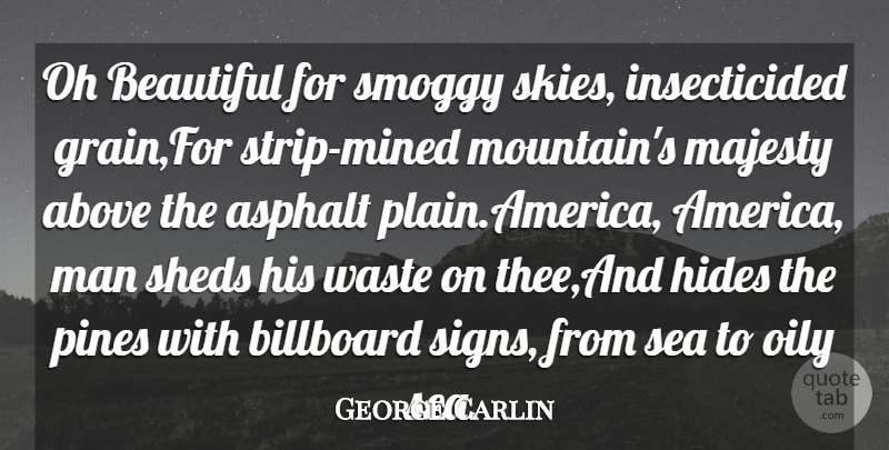 George Carlin Quote About Above, Beautiful, Billboard, Hides, Majesty: Oh Beautiful For Smoggy Skies...