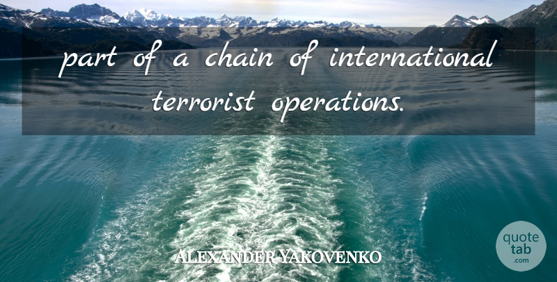 Alexander Yakovenko Quote About Chain, Terrorist: Part Of A Chain Of...