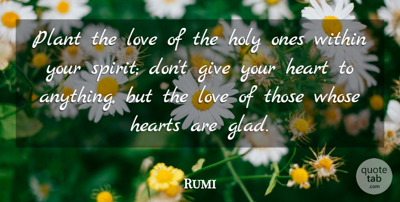 Rumi Quote About Heart, Giving, Spirit: Plant The Love Of The...