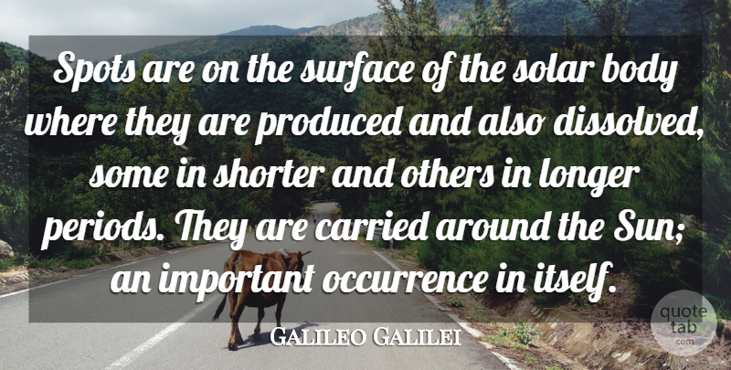 Galileo Galilei Quote About Science, Important, Body: Spots Are On The Surface...