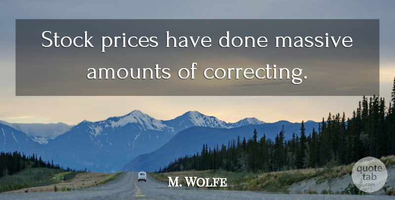 M. Wolfe Quote About Massive, Prices, Stock: Stock Prices Have Done Massive...