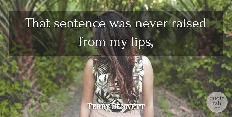 Terry Bennett Quote About Raised, Sentence: That Sentence Was Never Raised...
