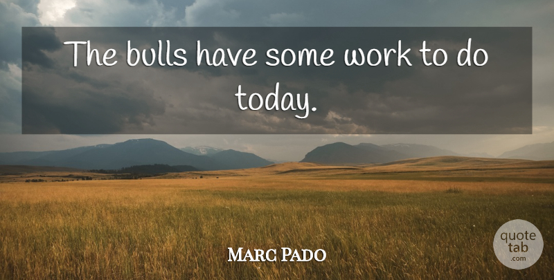 Marc Pado Quote About Bulls, Work: The Bulls Have Some Work...