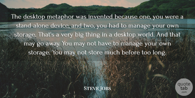 Steve Jobs Quote About Two, Long, Going Away: The Desktop Metaphor Was Invented...