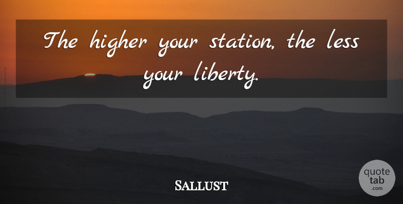 Sallust Quote About Liberty, Dignity, Higher: The Higher Your Station The...