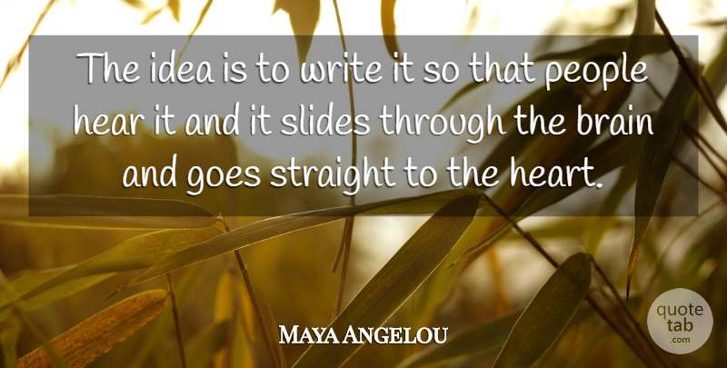 Maya Angelou Quote About Life, Wisdom, Communication: The Idea Is To Write...