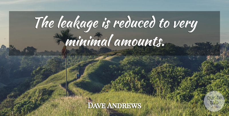 Dave Andrews Quote About Minimal, Reduced: The Leakage Is Reduced To...