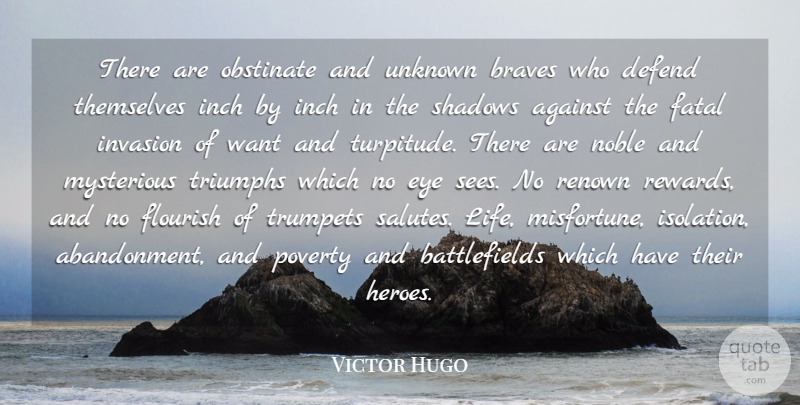 Victor Hugo Quote About Against, Braves, Courage, Defend, Eye: There Are Obstinate And Unknown...