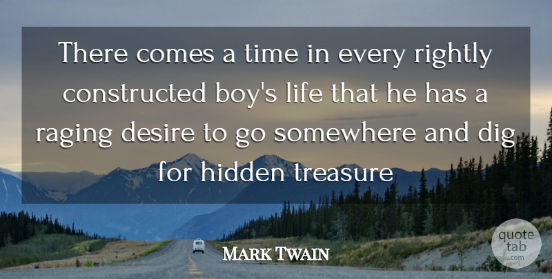 Mark Twain Quote About Desire, Dig, Hidden, Life, Raging: There Comes A Time In...